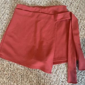 Red Wrap Front Mini Skort/Skirt